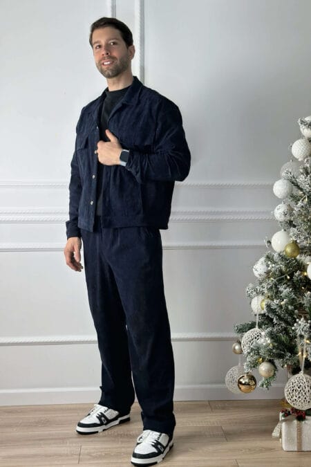 Ανδρικό κοτλέ σετ jacket με παντελόνι