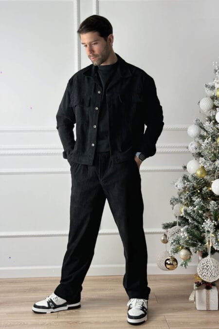 Ανδρικό κοτλέ σετ jacket με παντελόνι